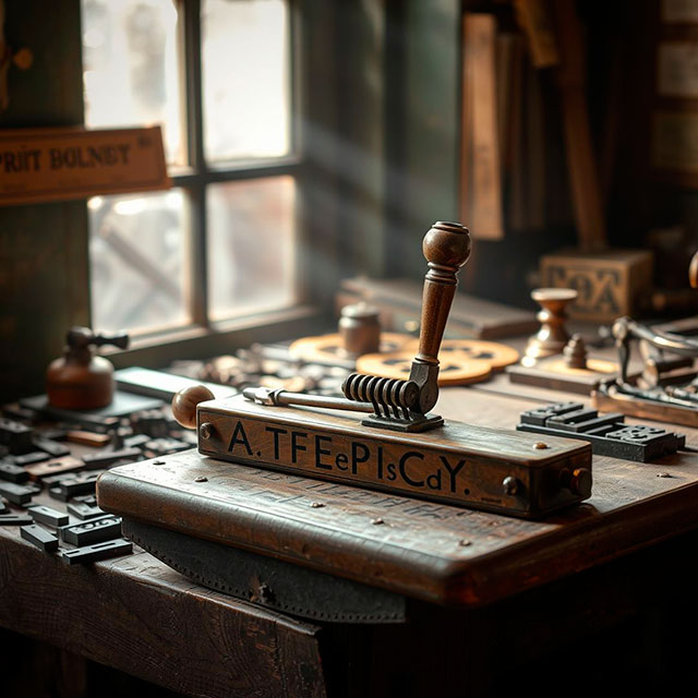 Un composteur de typographe au plomb. Composing-stick-any-dark.jpg