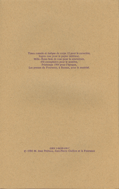 L'achevé d'imprimer et justification de tirage. L'achevé d'imprimer et justification de tirage.