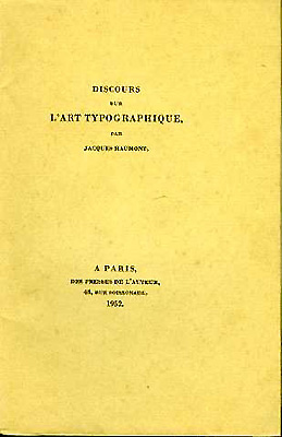 Discours sur l'art typographique Discours sur l'art typographique