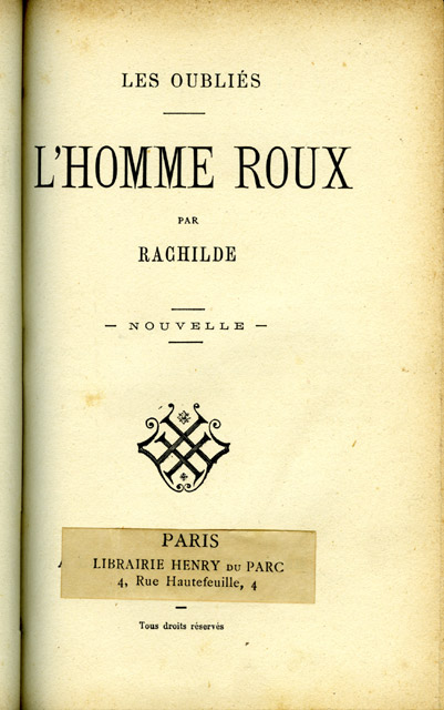 L'Homme roux, page de titre L'Homme roux, page de titre